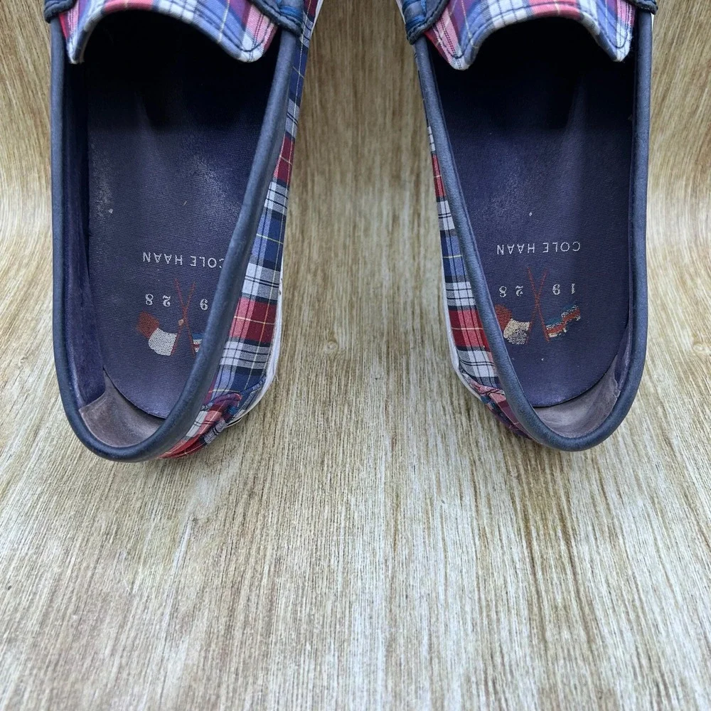 Cole Haan Nantucket Penny Loafer II Men's Size 12 M Red Blue Plaid Canvas C24450